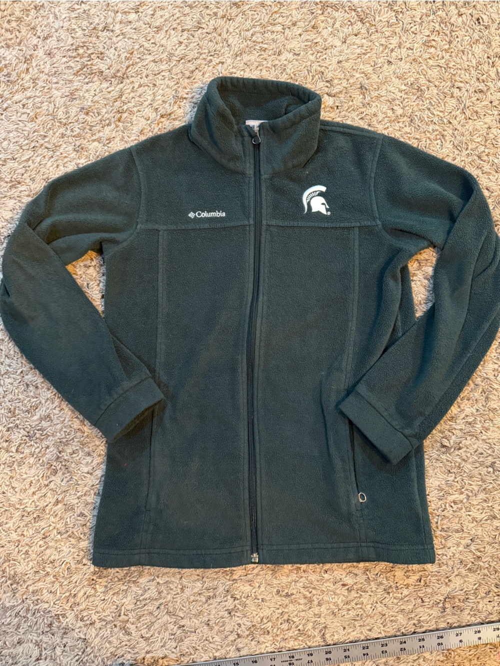 Columbia Forest Green Fleece Jacket MSU Spartan (boys large 14/16) ladies (sm)